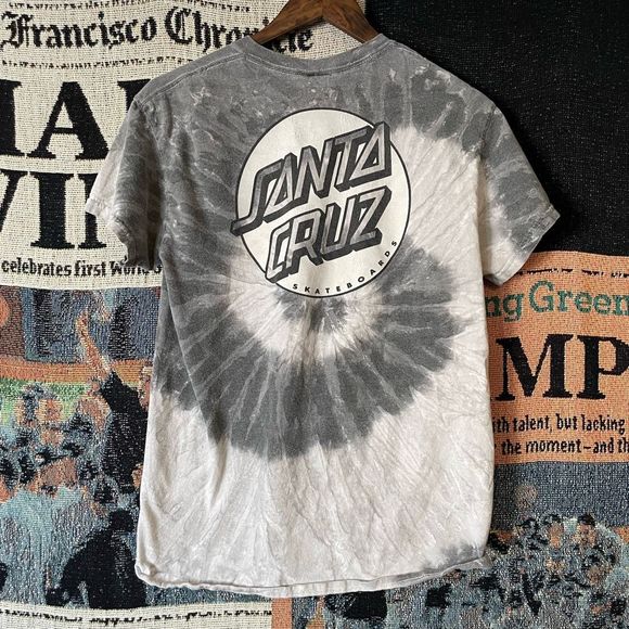 Santa Cruz Skateboards Other - Santa Cruz Skateboards Grey Tye Dye T-Shirt Classic Logo Big Print Men’s Size M